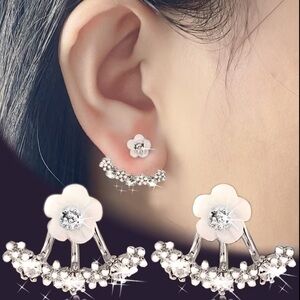 Elegant Silver Floral Earrings